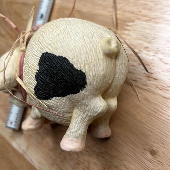 Pete Apsit 1992 Black & White Spotted Pig figurine W/ Glass Eyes - Picture 9 of 10